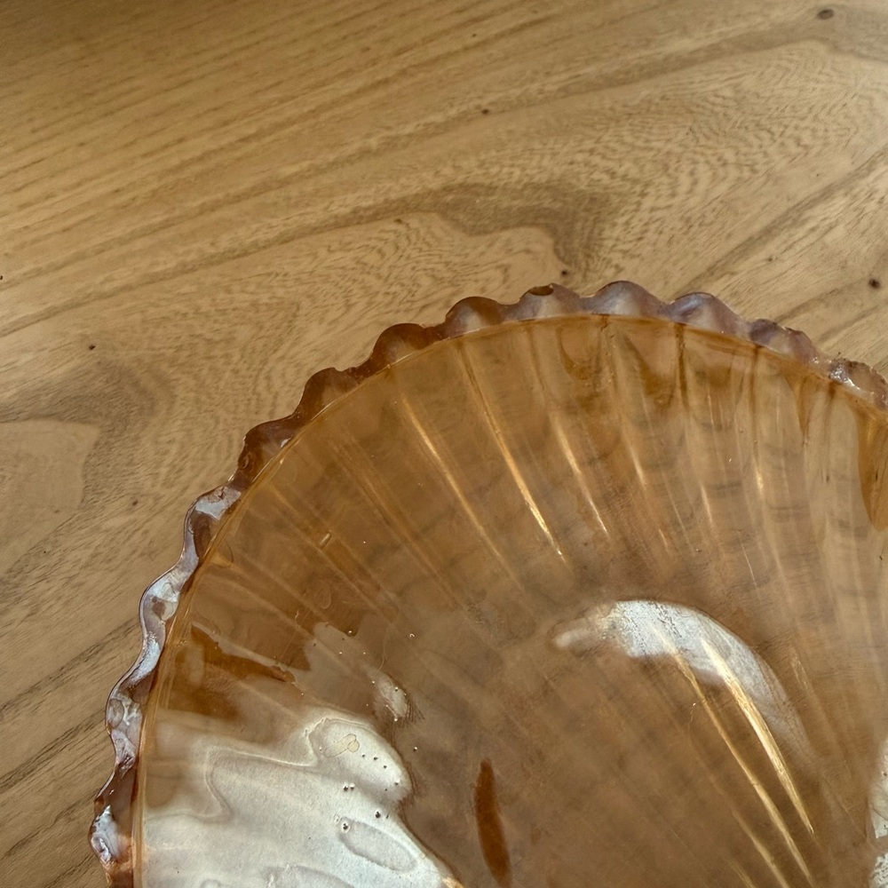 Vintage Amber Depression Glass Shell Dish • Scallop Trinket Dish Coastal Decor - Picture 6 of 6